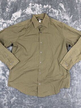 Banana Republic Mens Olive Green Stretch Long Sleeve Button-Down Shirt L
